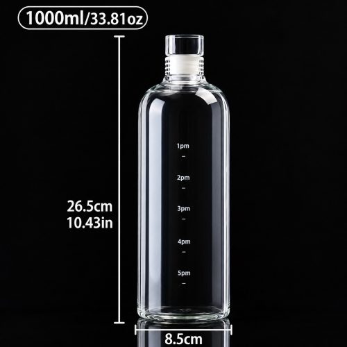 1000ml Transparent Glass Water Bottle